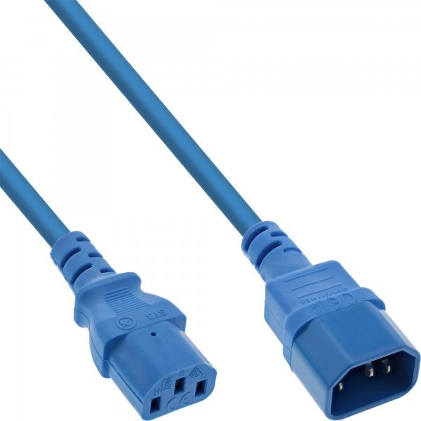 Kabel zasilający InLine 55pcs. Bulk-Pack InLine® Power cable extension, C13 to C14, blue, 1m