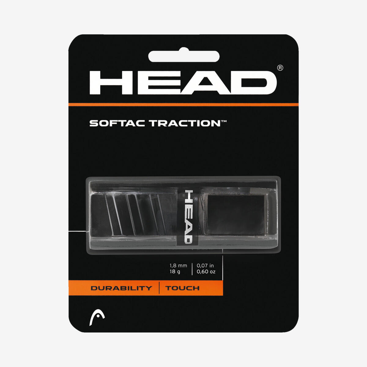 Head Softac Traction taśma na rączkę do rakiety, czarna, czarny, jeden rozmiar 285029-bk