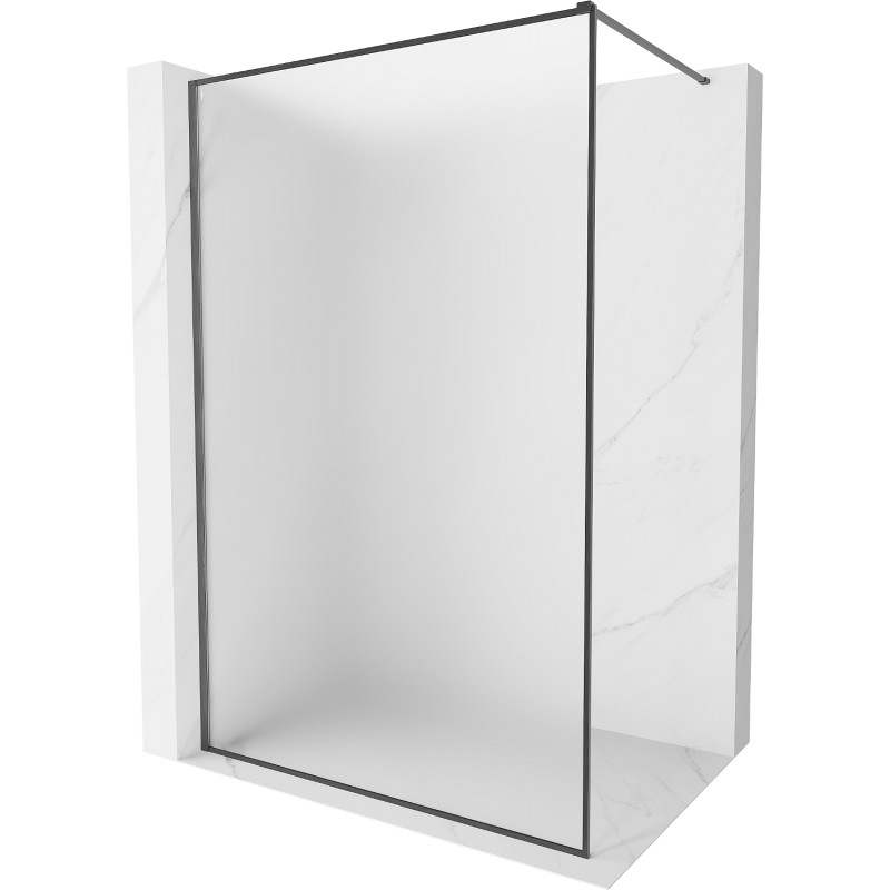 Mexen Kioto-F ścianka prysznicowa Walk-in z ramką 110 x 202 cm, szron 8 mm, gun gray szczotkowany - 800-110-104-66-30