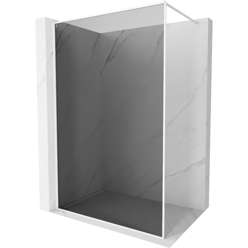 Mexen Kioto-F ścianka prysznicowa Walk-in z ramką 120 x 202 cm, grafit 8 mm, biała - 800-120-104-20-40