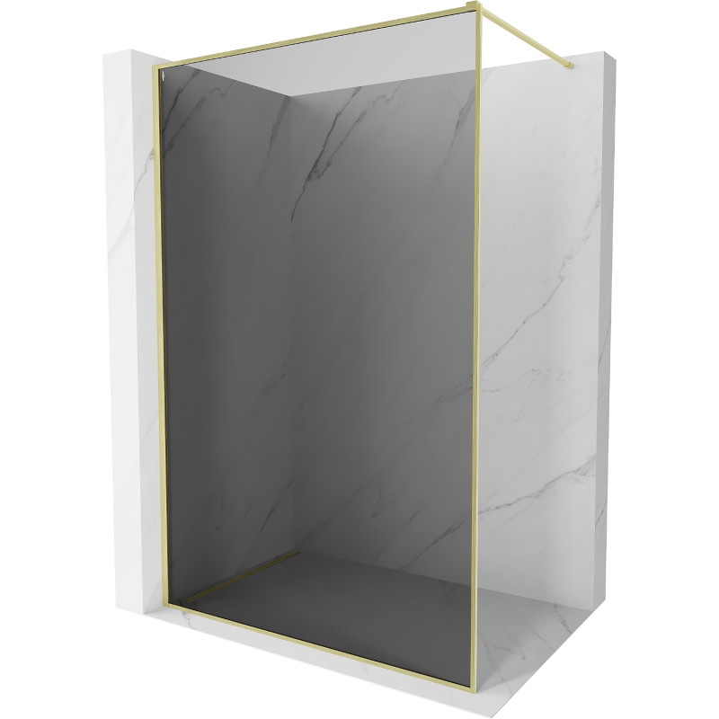 Mexen Kioto-F ścianka prysznicowa Walk-in z ramką 80 x 202 cm, grafit 8 mm, złota szczotkowana - 800-080-104-55-40