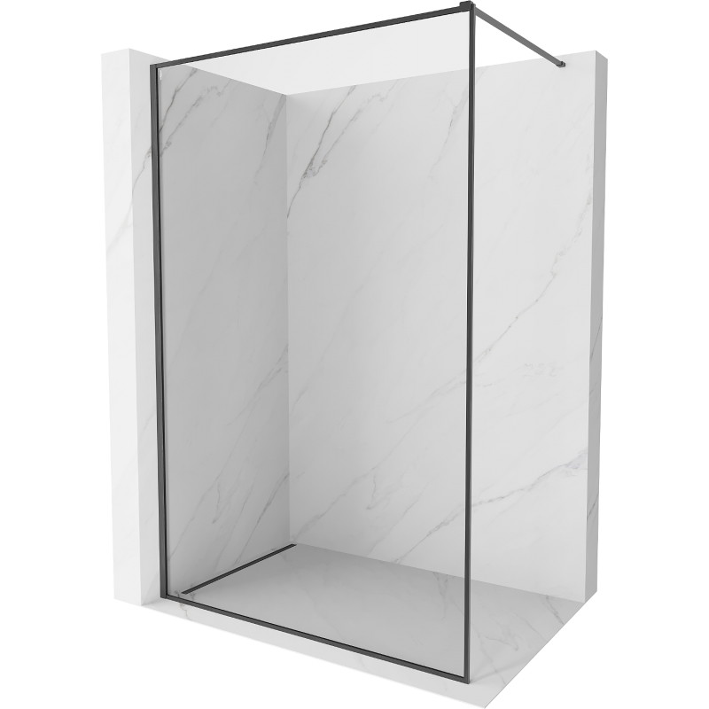 Mexen Kioto-F ścianka prysznicowa Walk-in z ramką 130 x 202 cm, transparent 8 mm, gun gray szczotkowany - 800-130-104-66-00