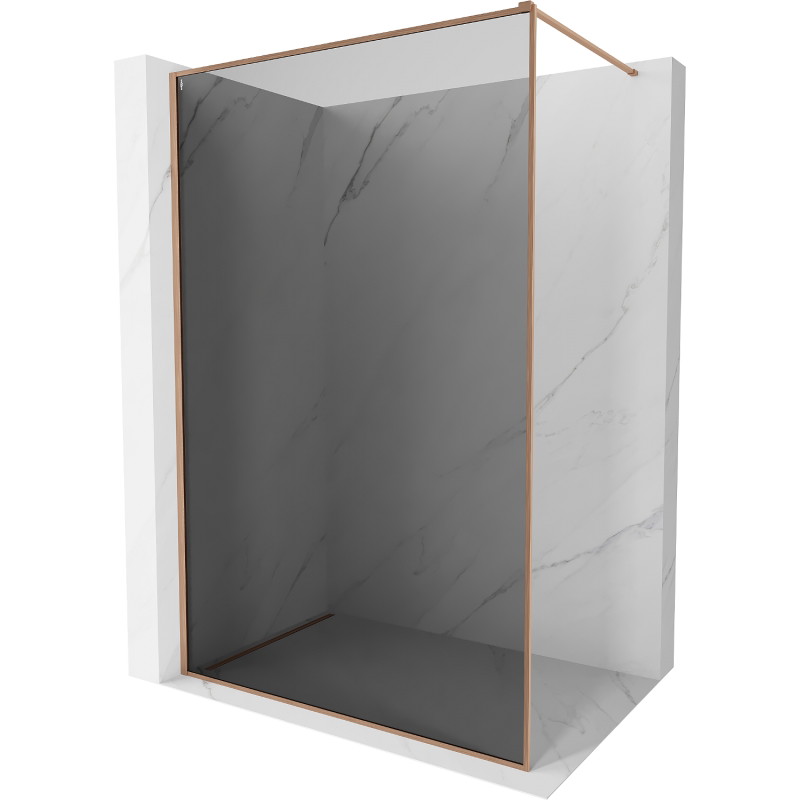 Mexen Kioto-F ścianka prysznicowa Walk-in z ramką 120 x 202 cm, grafit 8 mm, miedź szczotkowana - 800-120-104-65-40