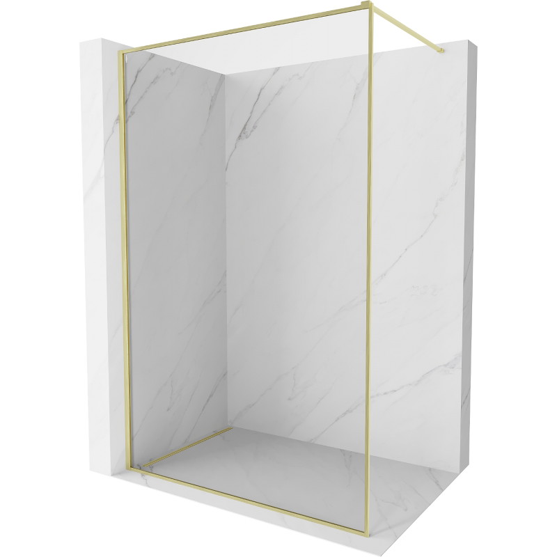 Mexen Kioto-F ścianka prysznicowa Walk-in z ramką 140 x 202 cm, transparent 8 mm, złota szczotkowana - 800-140-104-55-00