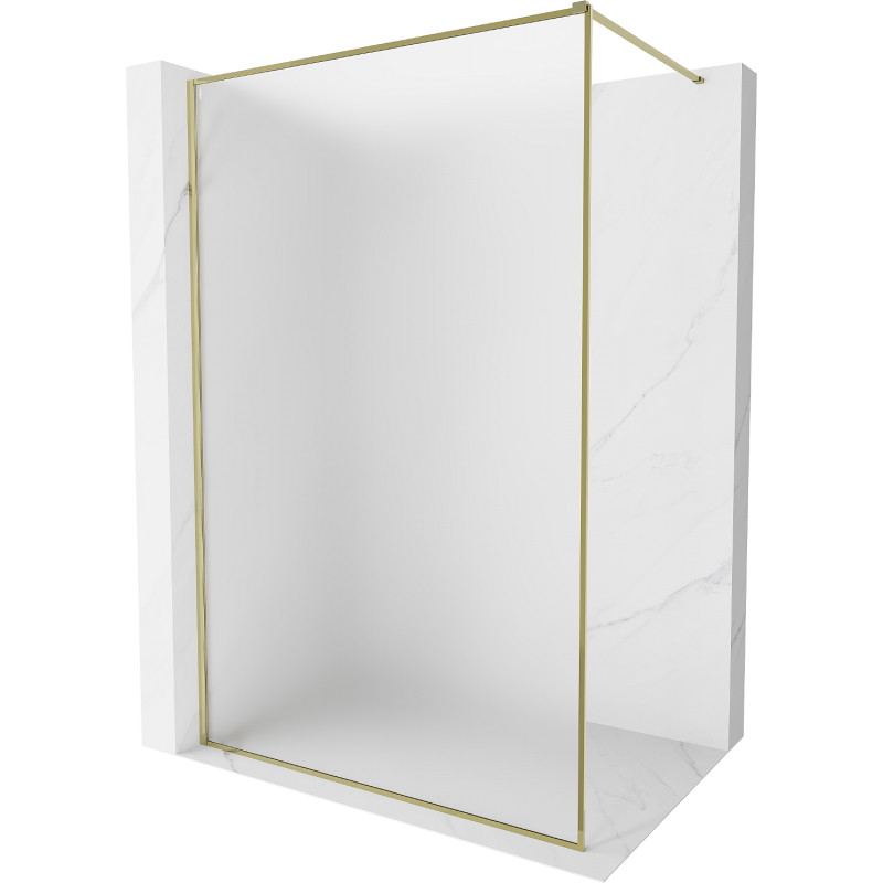 Mexen Kioto-F ścianka prysznicowa Walk-in z ramką 130 x 202 cm, szron 8 mm, złota - 800-130-104-50-30