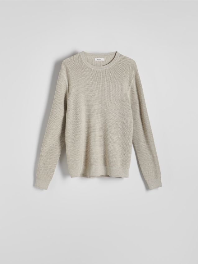 Reserved - Sweter z bawełną - beżowy