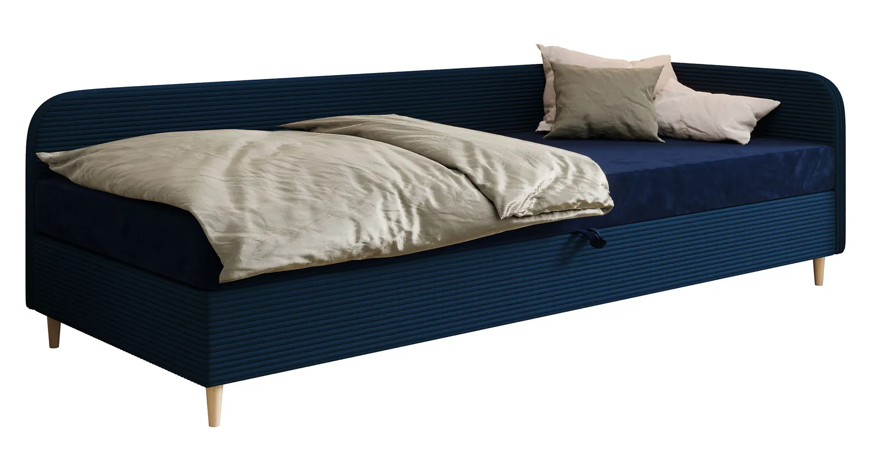 Granatowe łóżko z zagłówkiem i materacem 80x200 B7-S20