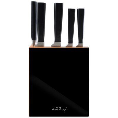 Vialli Design Zestaw 5 kutych noży w bloku FINO czarny 25240