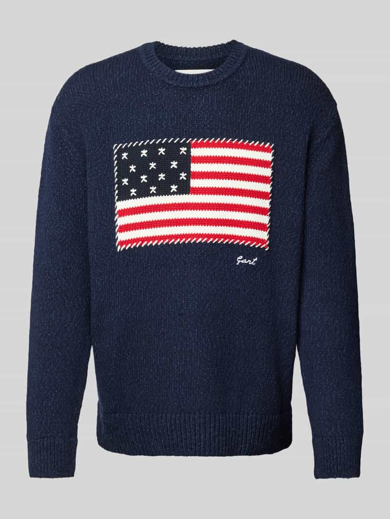 Sweter z dzianiny z wyhaftowanym logo