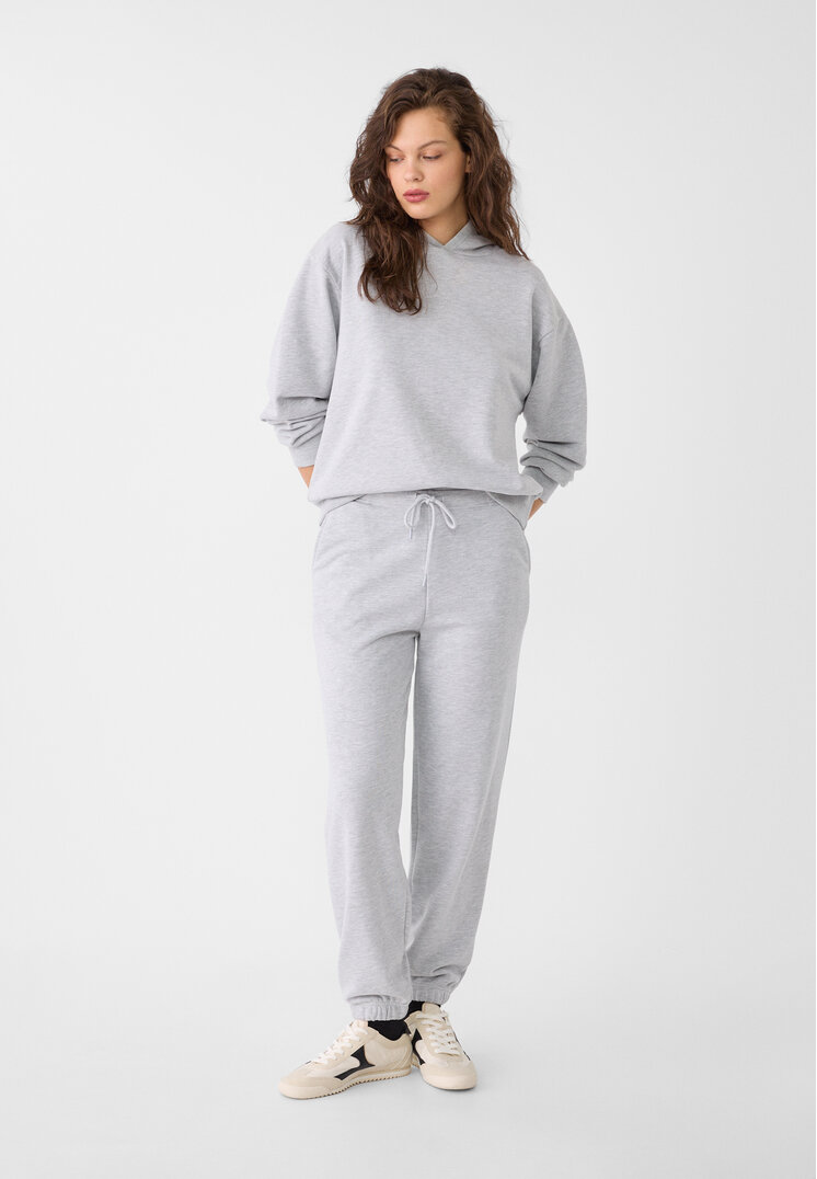 Stradivarius Spodnie jogger z dzianiny dresowej Popielaty XL