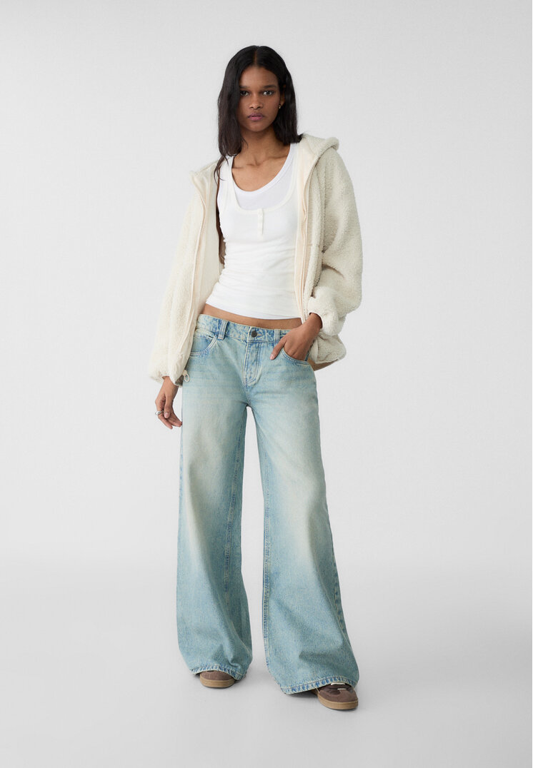 Stradivarius Jeansy baggy balloon CZARNY CIEMNY DENIMOWY 36