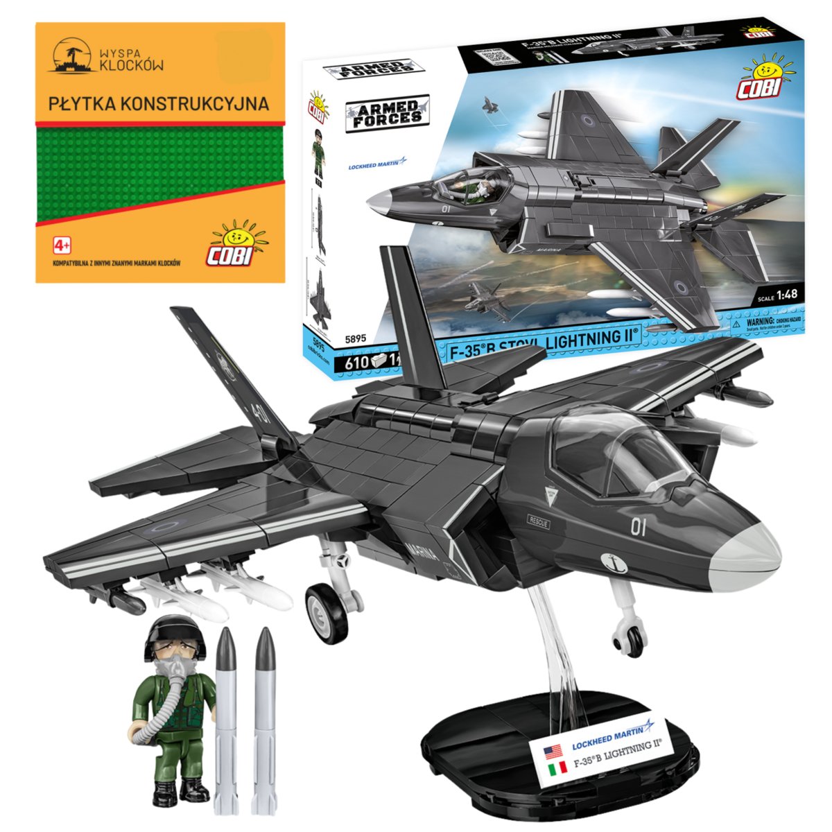 Klocki Cobi 5895 Samolot Myśliwiec F-35B Stovl Lightning Ii Armed Forces 610El. + Płytka