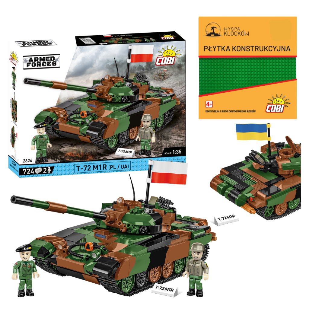 Klocki Cobi 2624 Czołg T-72M1R Pl/Ua 2 Figurki 2 Flagi Wojskowy Armia