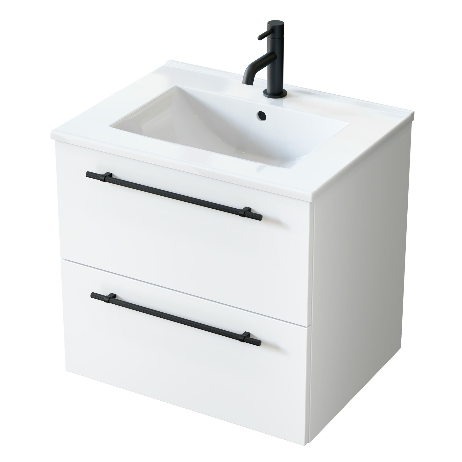 Szafka łazienkowa z umywalką Uptrend Nava 60 cm biały mat 004-SU60-01+UP4530-600