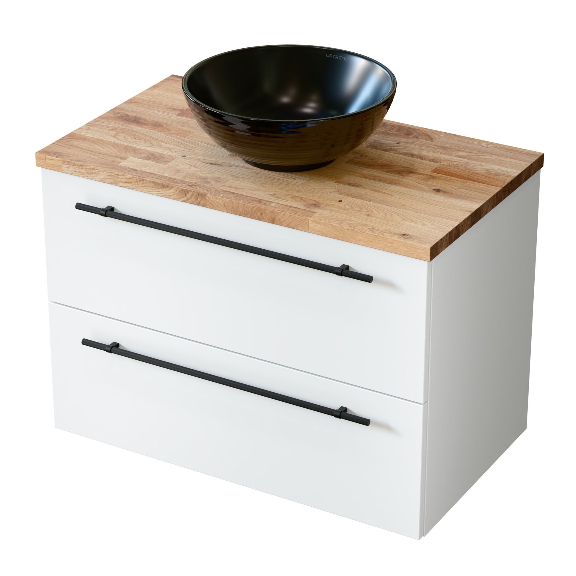 Szafka łazienkowa pod umywalkę z blatem Uptrend Nava 80 cm biały mat 004-SU80-01+999-BL80-01