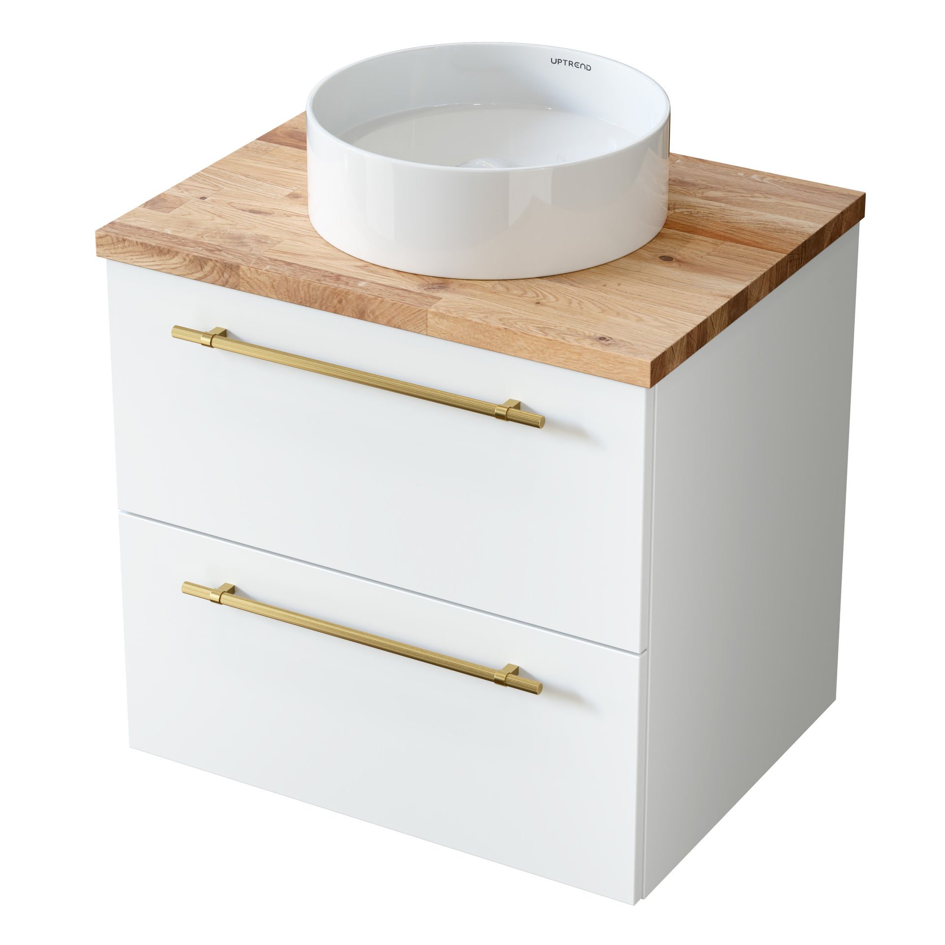 Szafka łazienkowa pod umywalkę z blatem Uptrend Nava 70 cm biały mat 004-SU70-01+999-BL70-01