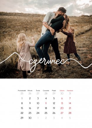 Fotokalendarz, personalizowany kalendarz ścienny premium, 30x40-A3 cm, 12 stron, Rodzina