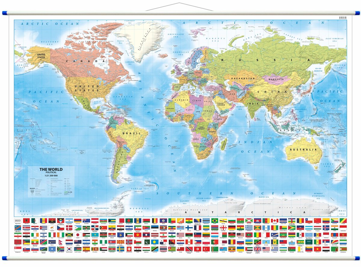Świat. Mapa polityczna ścienna. Wersja angielska 1:21 200 000