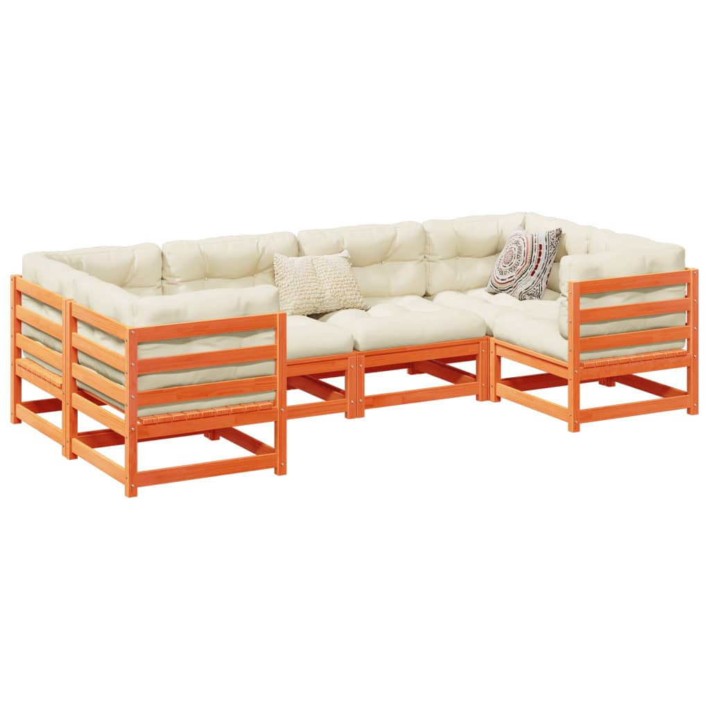 6-cz., ogrodowy zestaw wypoczynkowy z poduszkami, woskowy brąz