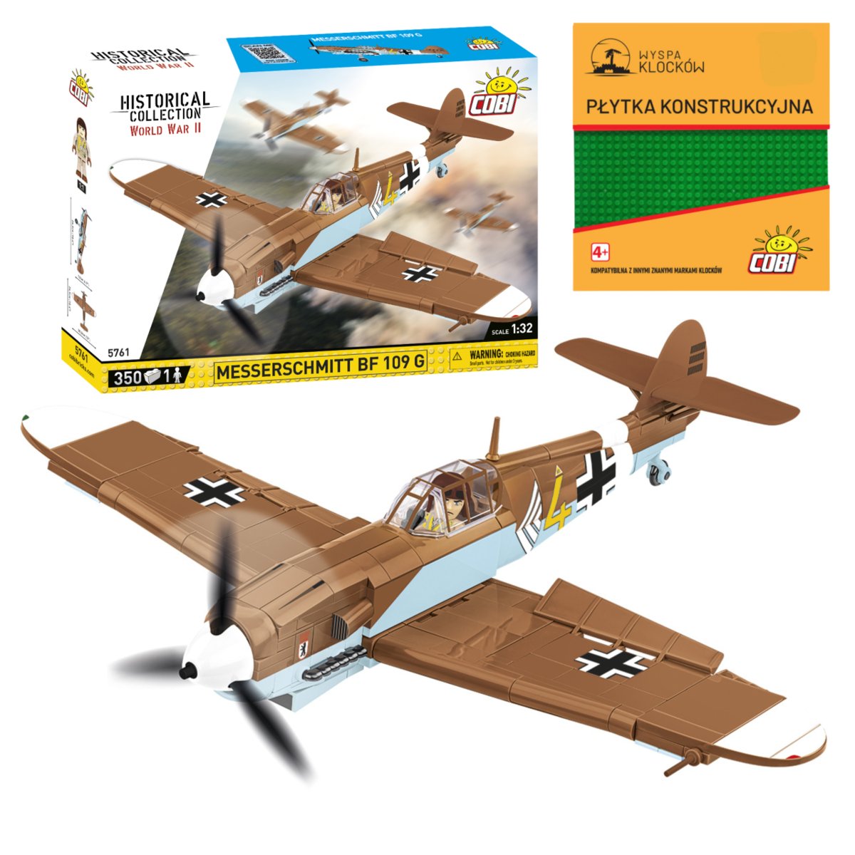 Klocki Cobi 5761 Samolot Messerschmitt Bf 109 Gustav Hc Ww2 350 El. + Płytka