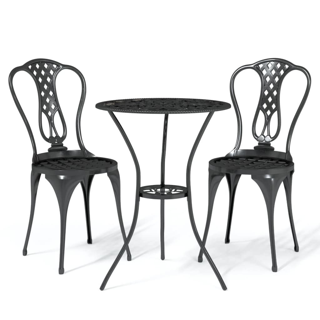 3-cz. zestaw mebli bistro ze stopu aluminium, czarny