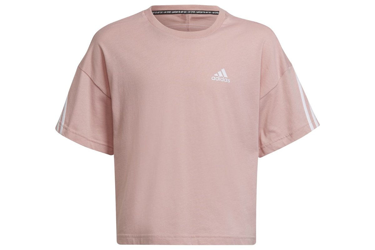 Koszulka dziewczęca Adidas Fi 3S Tee bawełniana różowa-110
