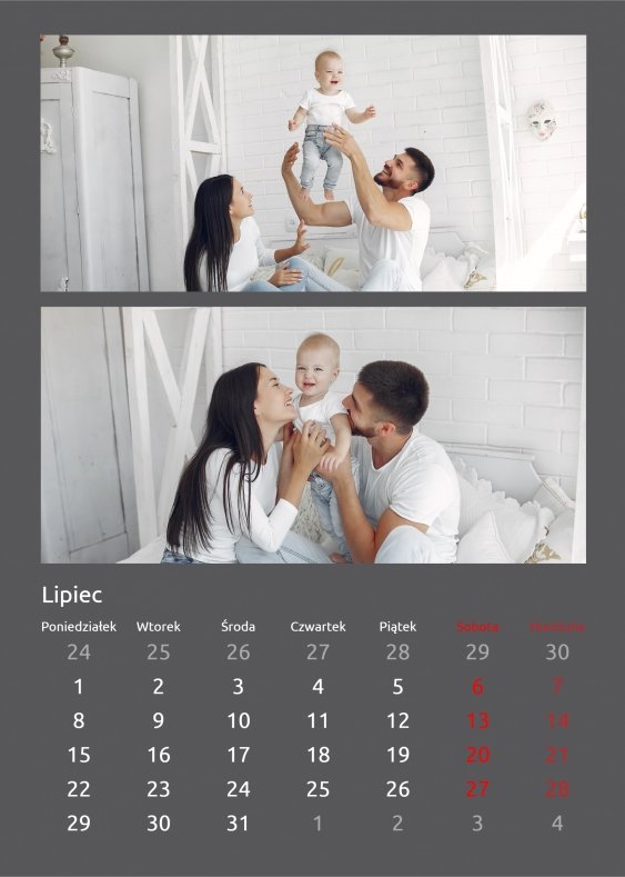 Fotokalendarz, personalizowany kalendarz ścienny standard, 20x30-A4 cm, 12 stron, Klasyczna elegancja