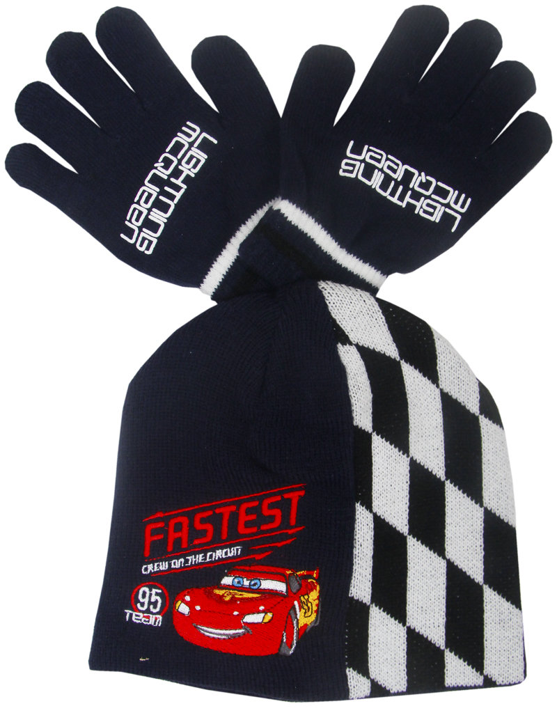 Komplet na zimę, czapka i rękawiczki, Disney Cars, rozmiar 54 cm.