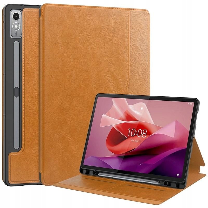 Etui Do Lenovo Tab P12 I Pad Pro 12.7 Cali Leather Case Pen Brązowe Case Obudowa Pokrowiec Futerał