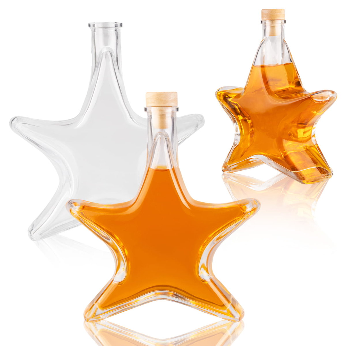 ZESTAW 5x Butelki szklane z korkami GWIAZDKA 500 ml na BIMBER