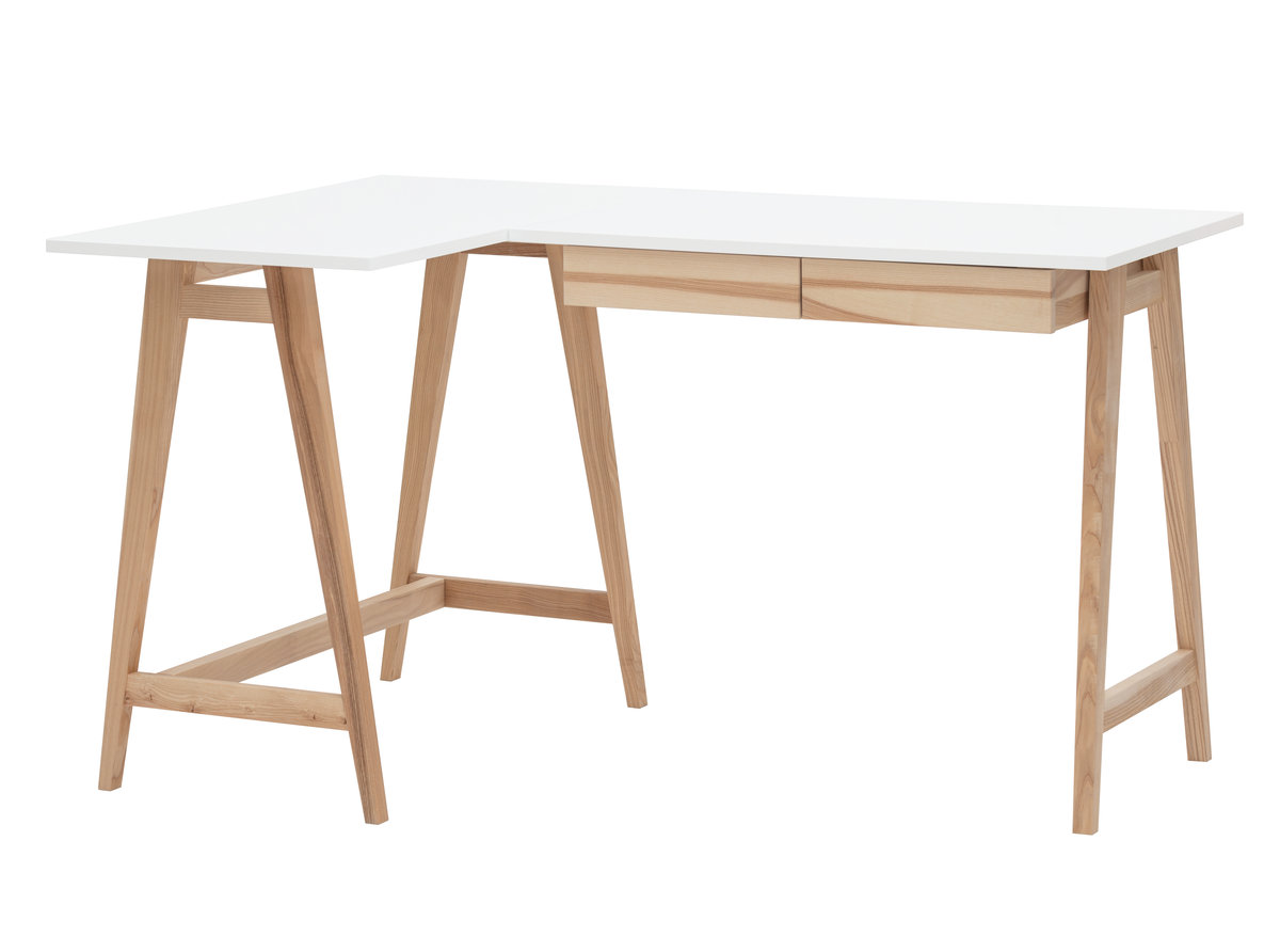 Biurko Narożne Luka 135cm x 85cm Lewe Biały