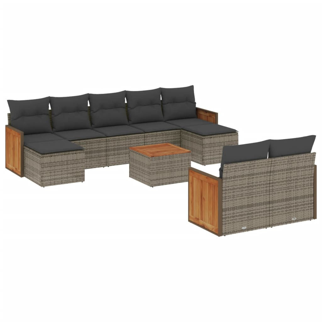 10-cz. zestaw wypoczynkowy do ogrodu, z poduszkami, szary