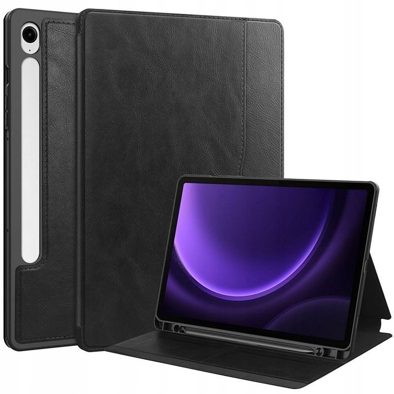ETUI LEATHER CASE PEN do Samsung Galaxy Tab S9 Tab S9 FE 11 10.9 czarne Case Obudowa Pokrowiec Futerał