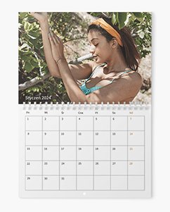 Fotokalendarz, personalizowany kalendarz ścienny standard, 30x20-A4 cm, 12 stron, Twój projekt kalendarz ze spiralą na środku