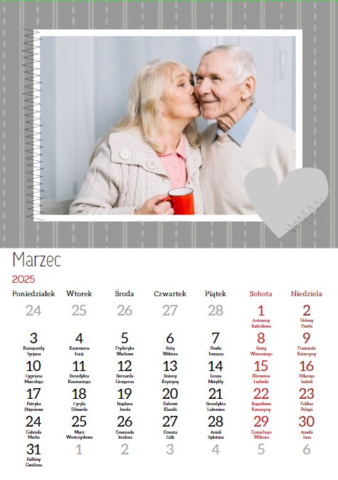 Fotokalendarz, personalizowany kalendarz ścienny standard, 30x40-A3 cm, 12 stron, Dla Babci i Dziadka