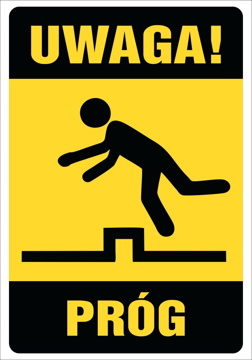 Naklejka Uwaga próg 21x30cm