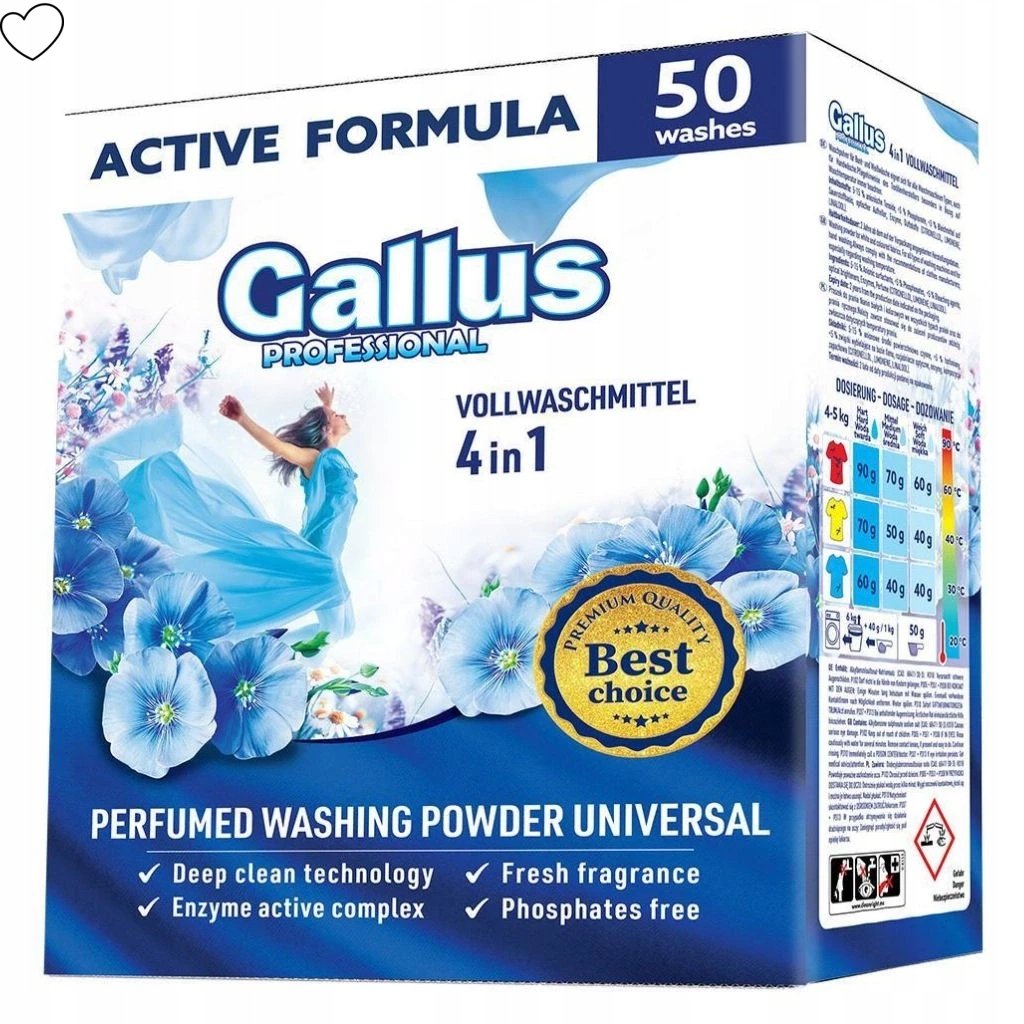 GALLUS 4w1 Professional UNIWERSAL proszek z enzymami do prania 2,5kg