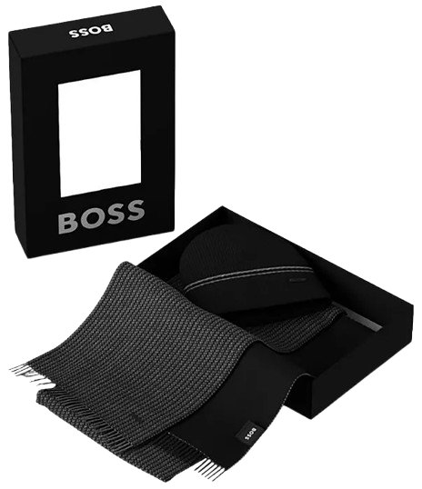Boss Oryginalny Komplet Męski Czapka + Szalik Box