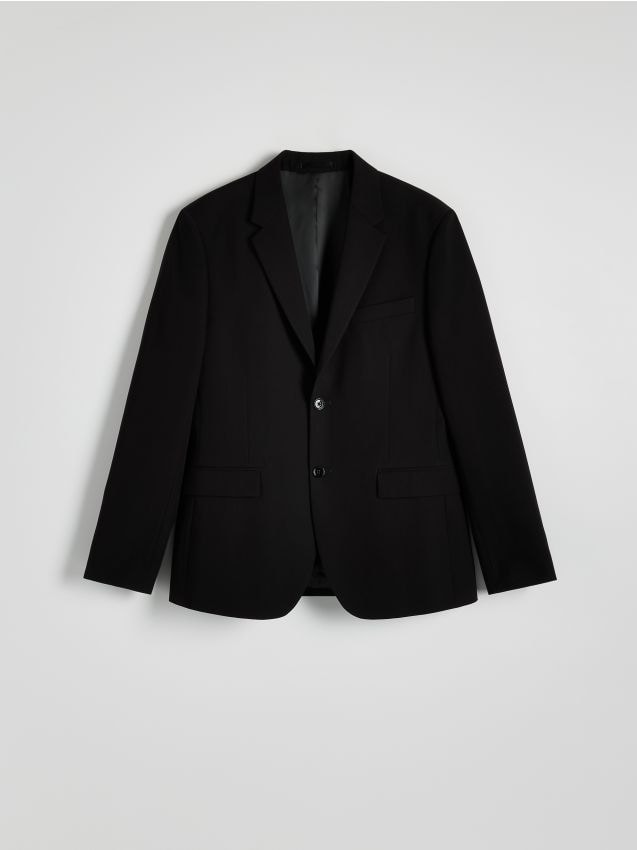 Reserved - Marynarka slim fit z dodatkiem wiskozy - czarny