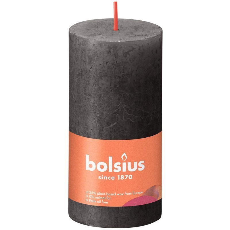 Bolsius świeca bryłowa pieńkowa rustykalna słupek Rustic Shine 100/50 mm 10 cm - Burzowy Szary Stormy Gray