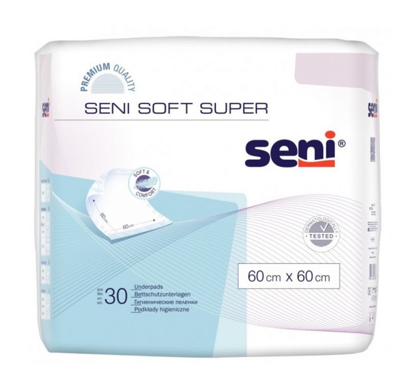 Seni Soft Super 60 cm x 60 cm Podkłady higieniczne, 30 sztuk
