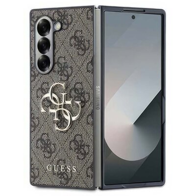 Guess GUHCZFD64GMGBR Z Fold6 F956 brązowy/brown Leather 4G Metal Logo