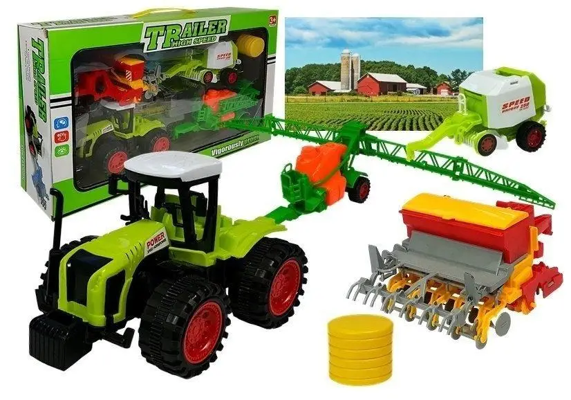 Zestaw autek farmerskich opryskiwacz prasa - Leantoys