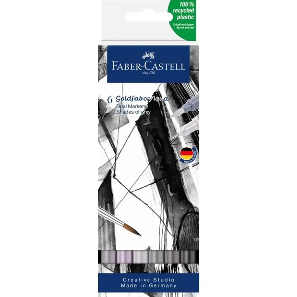 Pisak akwarel Goldfaber Aqua shades of grey 6szt - Faber Castell
