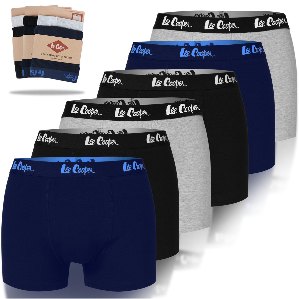 Lee Cooper Bokserki Męskie Bawełna 9505 6 sztuk Rozmiar XXL