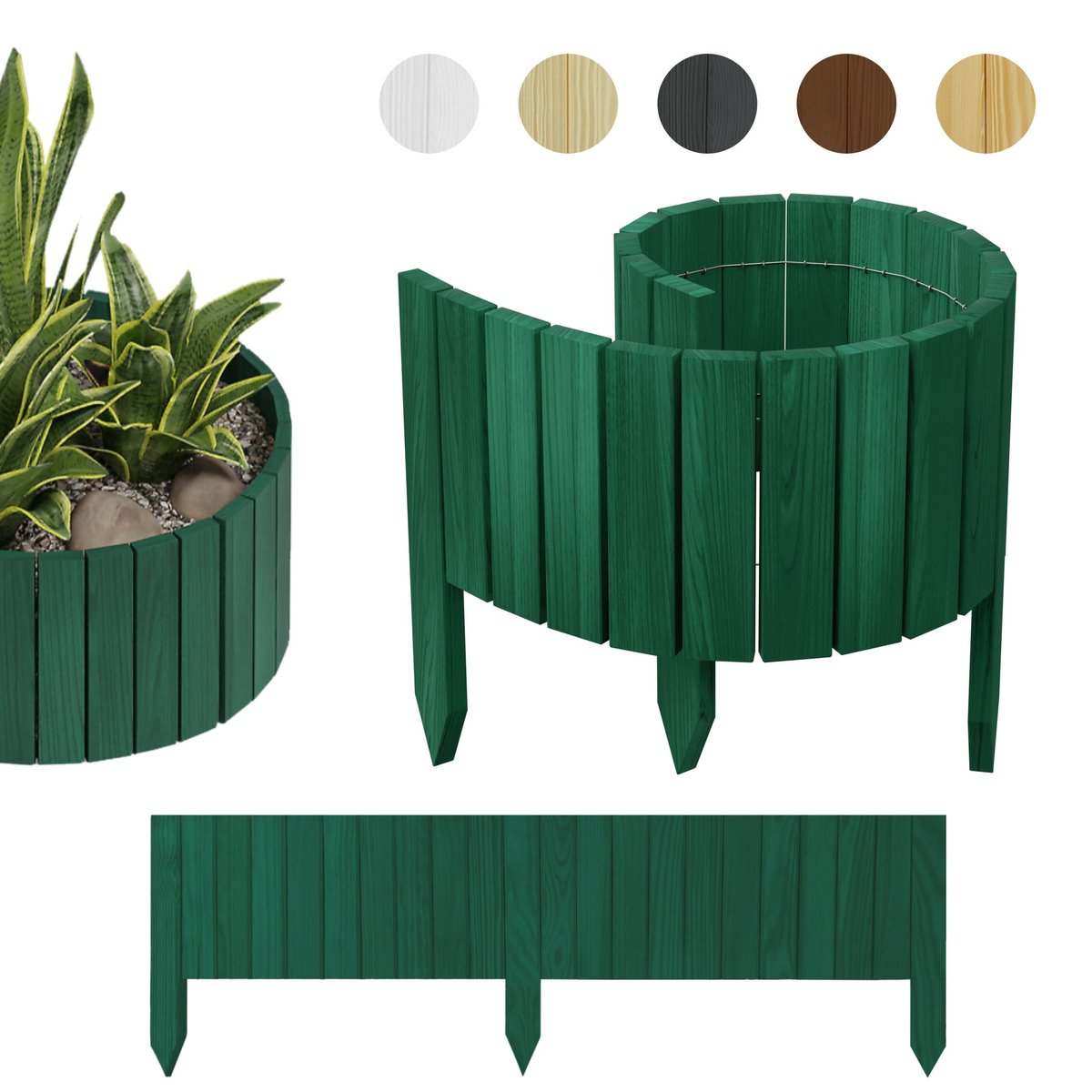 PŁOTEK OGRODOWY, palisada, obrzeże trawnikowe Rolborder 100 x 40 cm Zielony