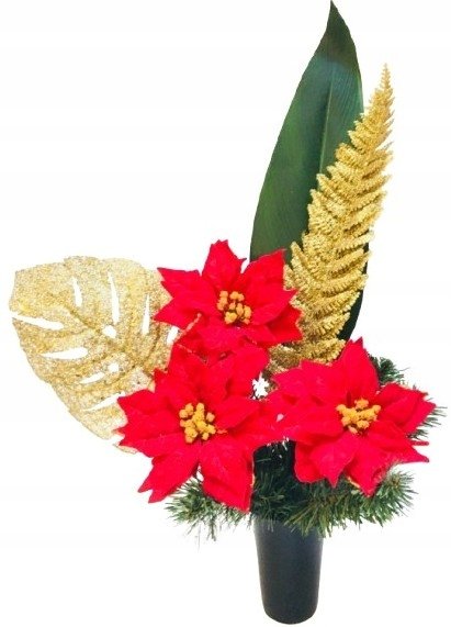 GOTOWY STROIK bukiet ŚWIĄTECZNY GWIAZDA WKŁAD do flakonu na cmentarz pomnik