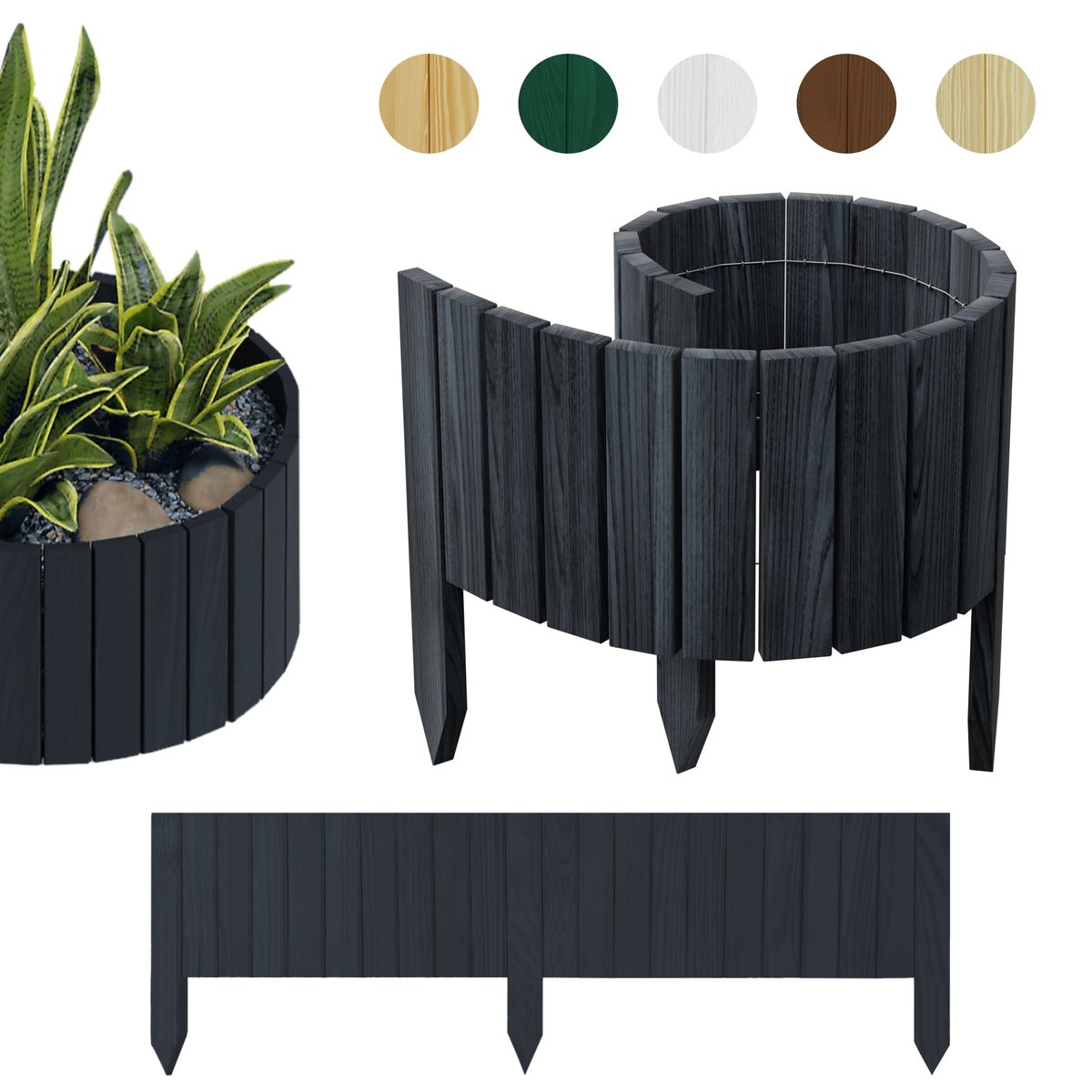 PŁOTEK OGRODOWY, palisada, obrzeże trawnikowe Rollborder 100 x 10 cm Antracytowy