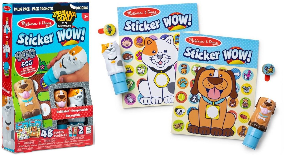 Sticker WOW! Stempelki naklejkami Dwupak książeczek Pies Kot 900 naklejek