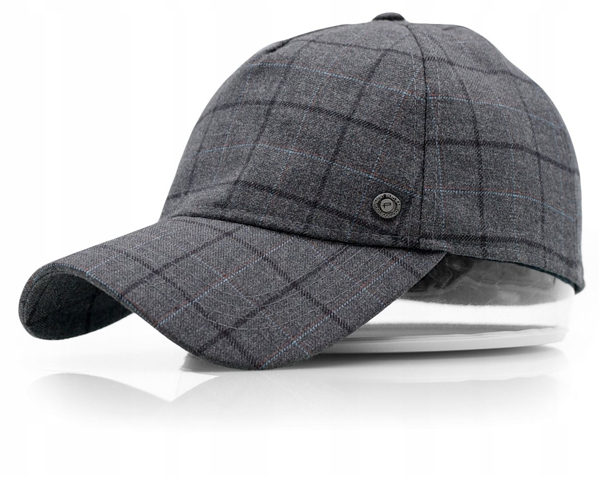 Czapka Z Daszkiem Bejsbolówka Grafitowa W Elegancką Kratę Pako Jeans